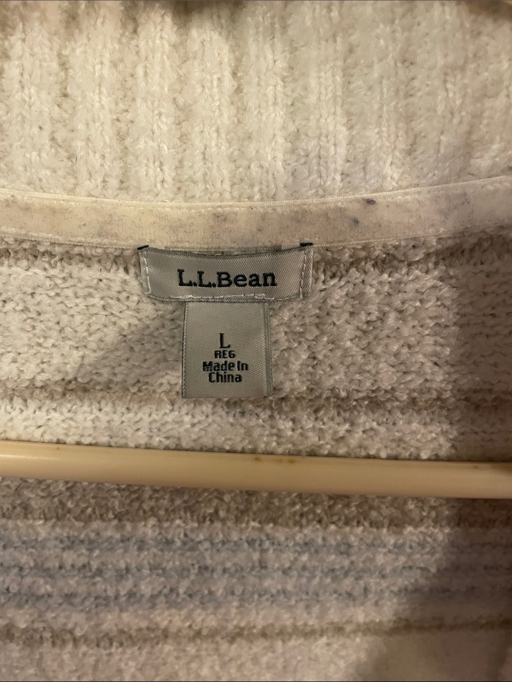 L.L. Bean Ivory, Tan & Light Gray Striped Open-Front Wrap Around Sweater Size La - Picture 2 of 3